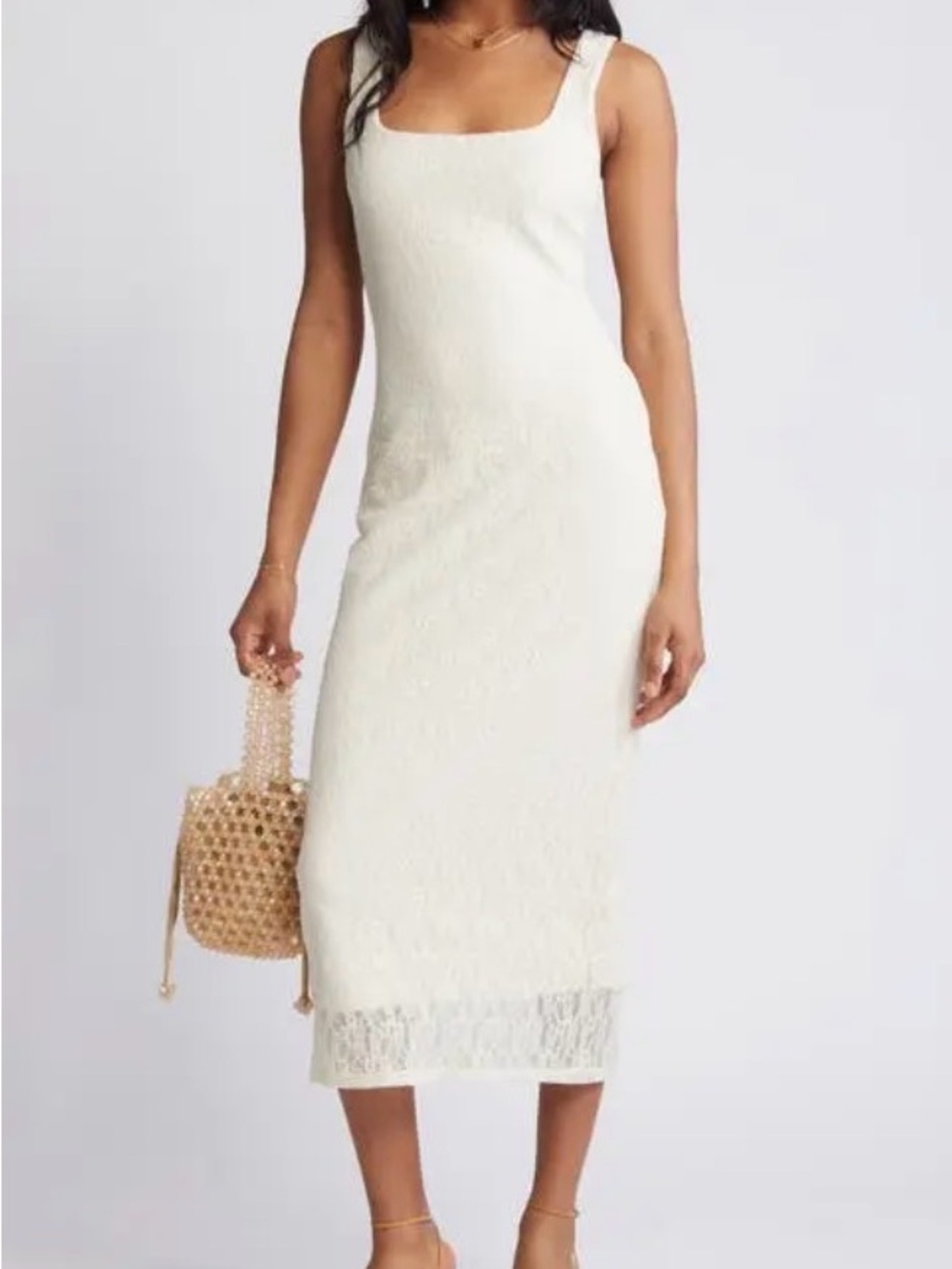 BP. Nordstrom Ivory Lace Midi Dress Size Large NWT